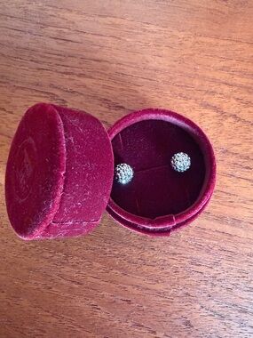 Crystal Pavé Ball Stud Earrings - Silver with Multicolor Sparkle